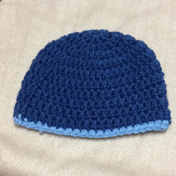 Dark blue crochet baby hat 2 tone - Picture 2 of 4